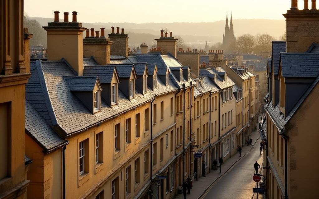 Bath high street view with heritage rooftops